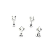 Multi-Pack Clear CZ Square Dangle Labret Rings 4 Pack - 16 Gauge at Spencer's