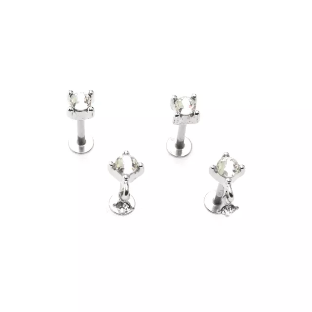 Multi-Pack Clear CZ Square Dangle Labret Rings 4 Pack - 16 Gauge at Spencer's