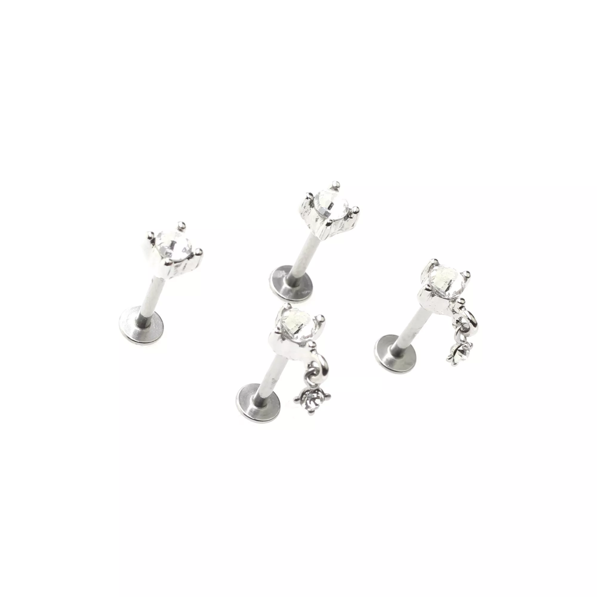 Multi-Pack Clear CZ Square Dangle Labret Rings 4 Pack - 16 Gauge at Spencer's