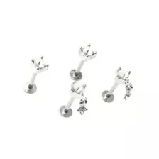 Multi-Pack Clear CZ Square Dangle Labret Rings 4 Pack - 16 Gauge at Spencer's