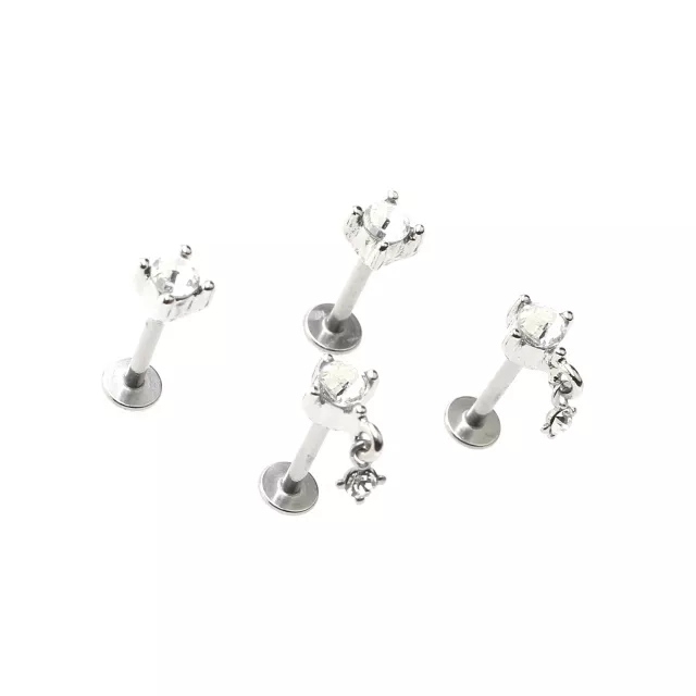 Multi-Pack Clear CZ Square Dangle Labret Rings 4 Pack - 16 Gauge at Spencer's