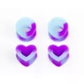 Multi-Pack Blue and Purple Heart and Round Silicone Tunnels - 2 Pair at Spencer's