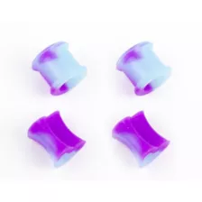 Multi-Pack Blue and Purple Heart and Round Silicone Tunnels - 2 Pair at Spencer's