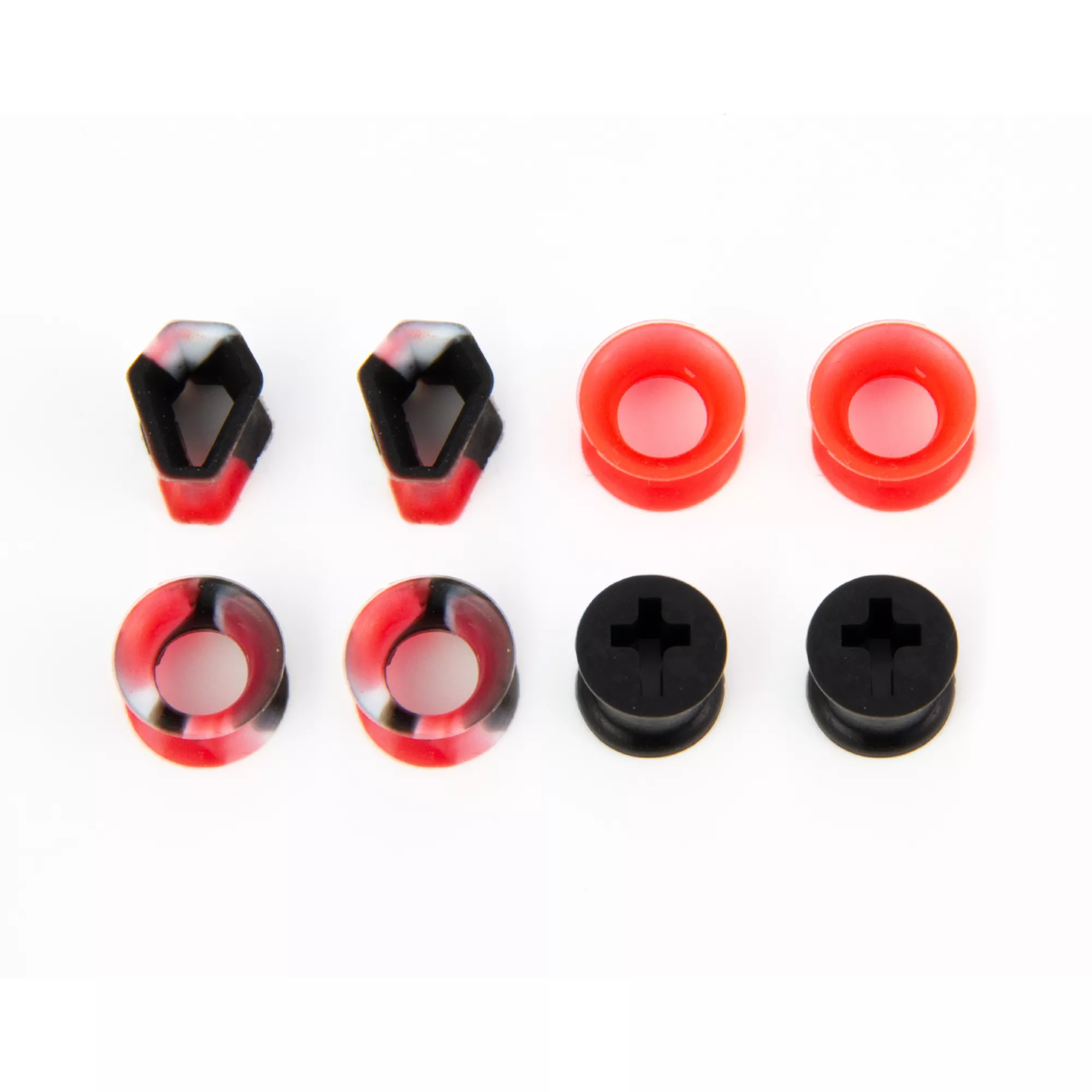 Multi-Pack Black and Red Marbled Silicone Gothic Coffin Tunnels - 4 Pair