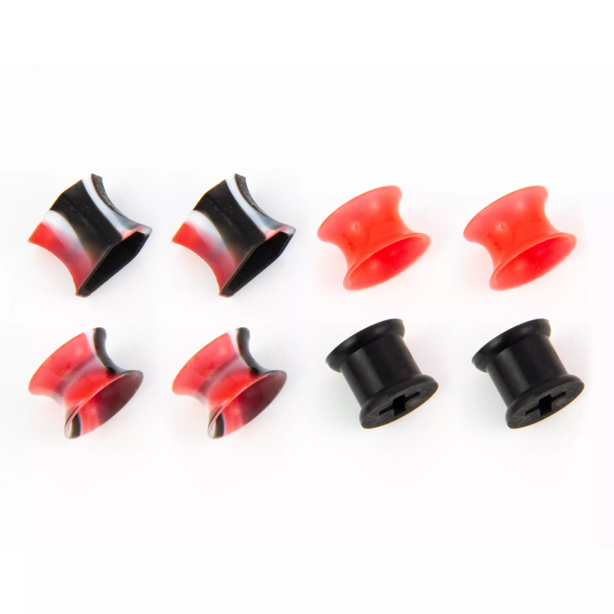 Multi-Pack Black and Red Marbled Silicone Gothic Coffin Tunnels - 4 Pair