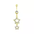 Clear CZ Star Gold-Plated Titanium Dangle Belly Ring - 14 Gauge at Spencer's