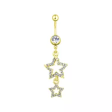Clear CZ Star Gold-Plated Titanium Dangle Belly Ring - 14 Gauge at Spencer's