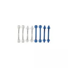 Multi-Pack Spiked Blue and Silver-Tone Titanium Curved Barbells 8 Pack - 16 Gauge at Spencer's