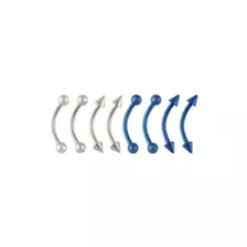 Multi-Pack Spiked Blue and Silver-Tone Titanium Curved Barbells 8 Pack - 16 Gauge at Spencer's