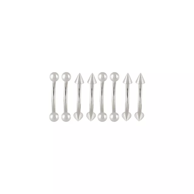Multi-Pack Spike and Ball Silver-Tone Titanium Curved Barbells 8 Pack - 16 Gauge at Spencer's