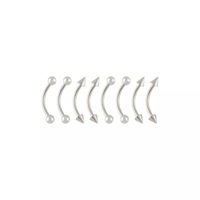 Multi-Pack Spike and Ball Silver-Tone Titanium Curved Barbells 8 Pack - 16 Gauge at Spencer's