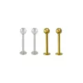 Multi-Pack Silver- and Gold-Tone Titanium Labret Lip Rings 4 Pack - 16 Gauge at Spencer's