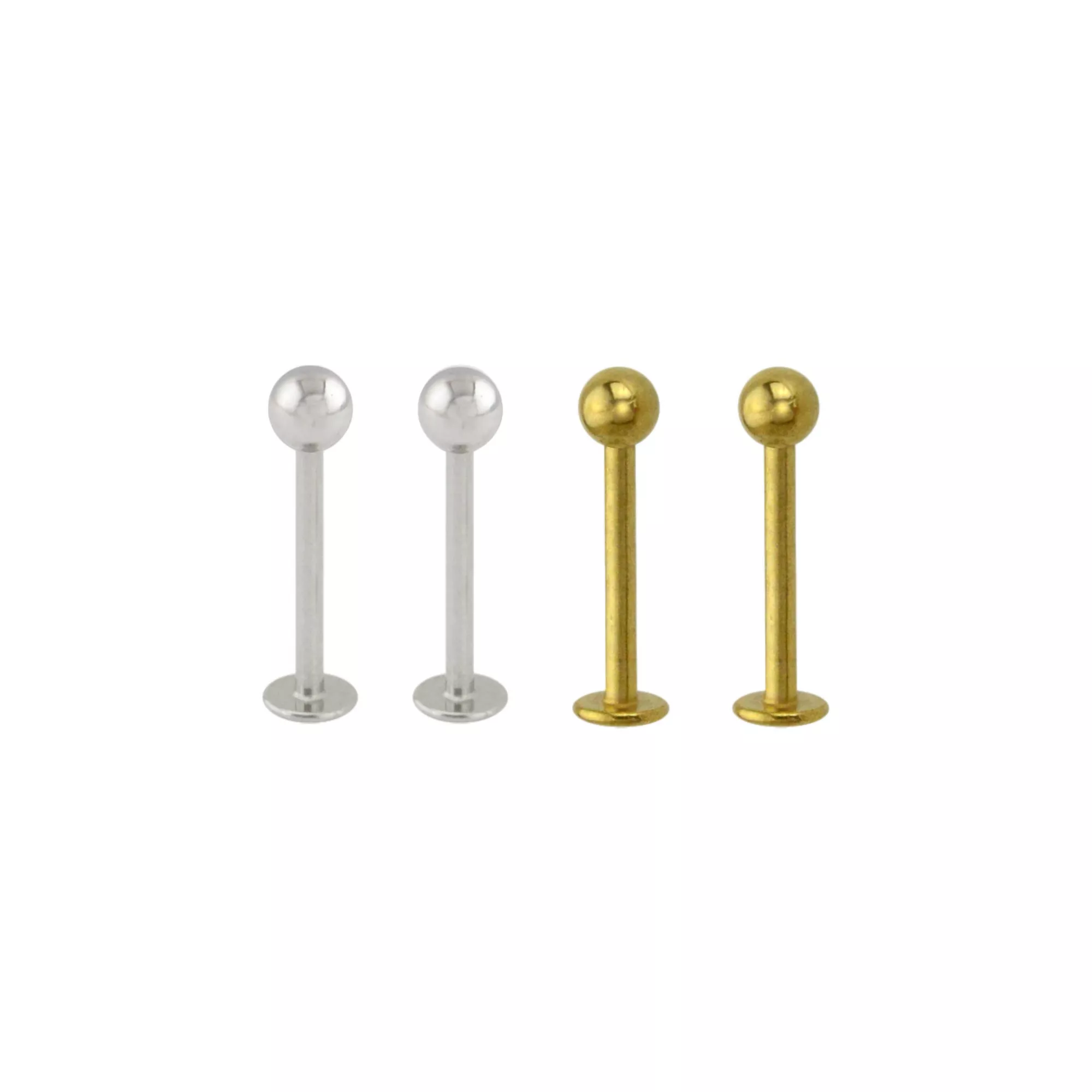 Multi-Pack Silver- and Gold-Tone Titanium Labret Lip Rings 4 Pack - 16 Gauge at Spencer's