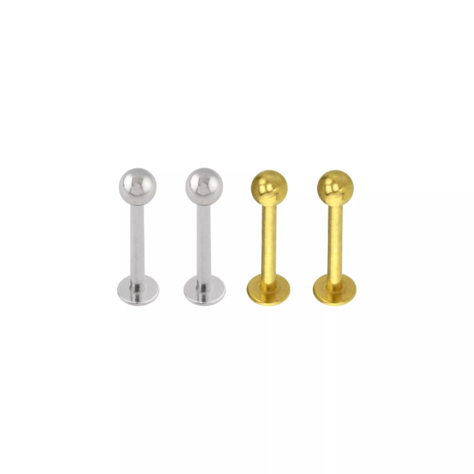 Multi-Pack Silver- and Gold-Tone Titanium Labret Lip Rings 4 Pack - 16 Gauge at Spencer's
