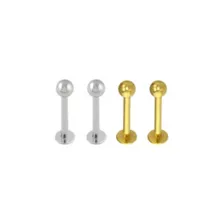 Multi-Pack Silver- and Gold-Tone Titanium Labret Lip Rings 4 Pack - 16 Gauge at Spencer's