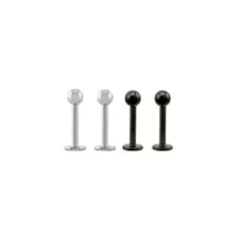 Multi-Pack Black and Silver-Tone Titanium Labrets 4 Pack - 16 Gauge at Spencer's