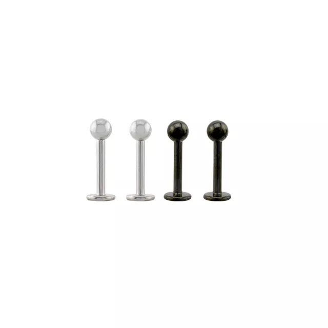 Multi-Pack Black and Silver-Tone Titanium Labrets 4 Pack - 16 Gauge at Spencer's