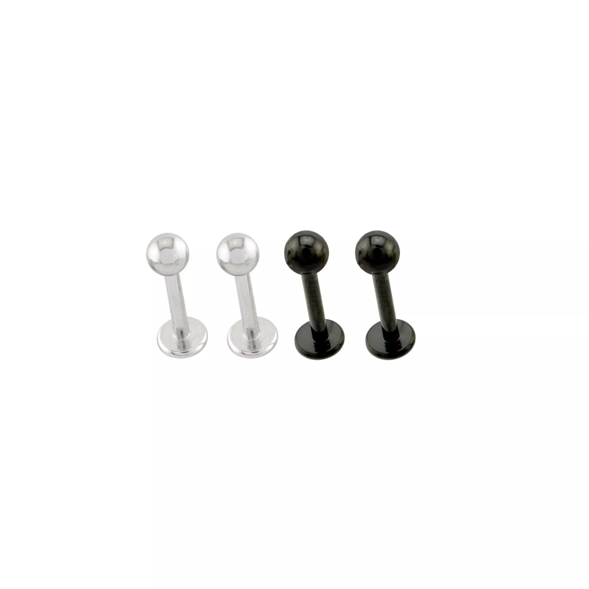 Multi-Pack Black and Silver-Tone Titanium Labrets 4 Pack - 16 Gauge at Spencer's