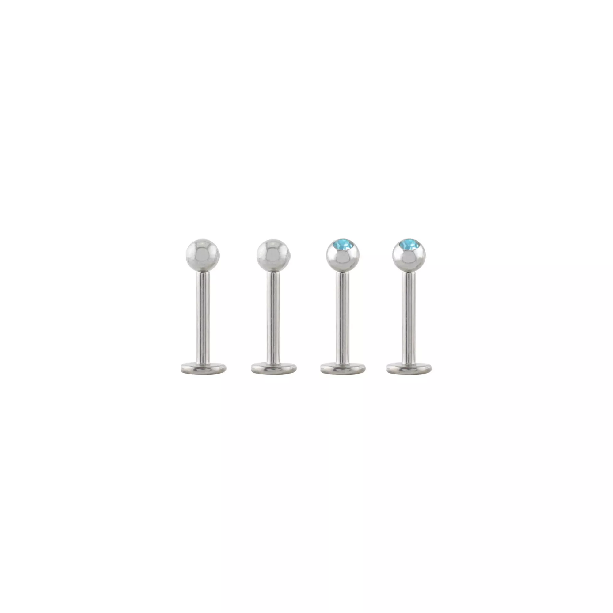 Multi-Pack Titanium CZ Labret Lip Rings 4 Pack - 16 Gauge at Spencer's