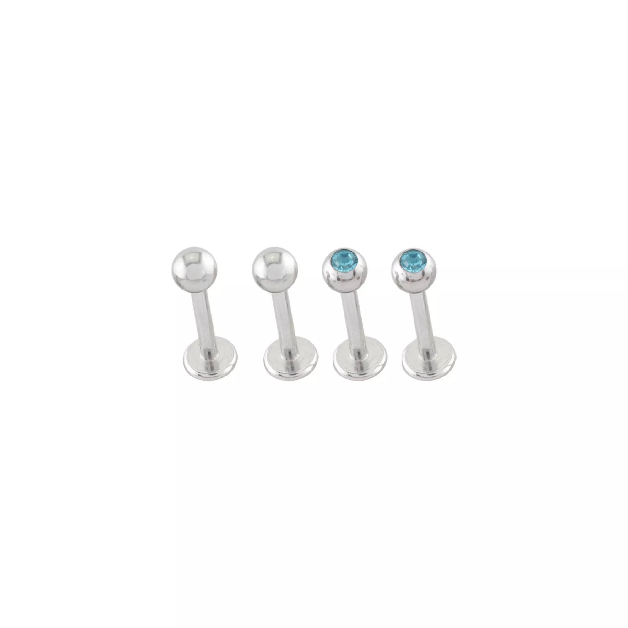 Multi-Pack Titanium CZ Labret Lip Rings 4 Pack - 16 Gauge at Spencer's