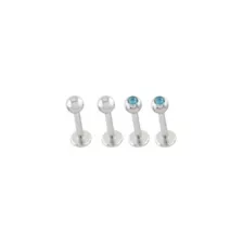 Multi-Pack Titanium CZ Labret Lip Rings 4 Pack - 16 Gauge at Spencer's