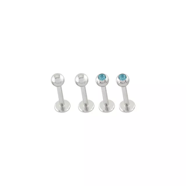 Multi-Pack Titanium CZ Labret Lip Rings 4 Pack - 16 Gauge at Spencer's