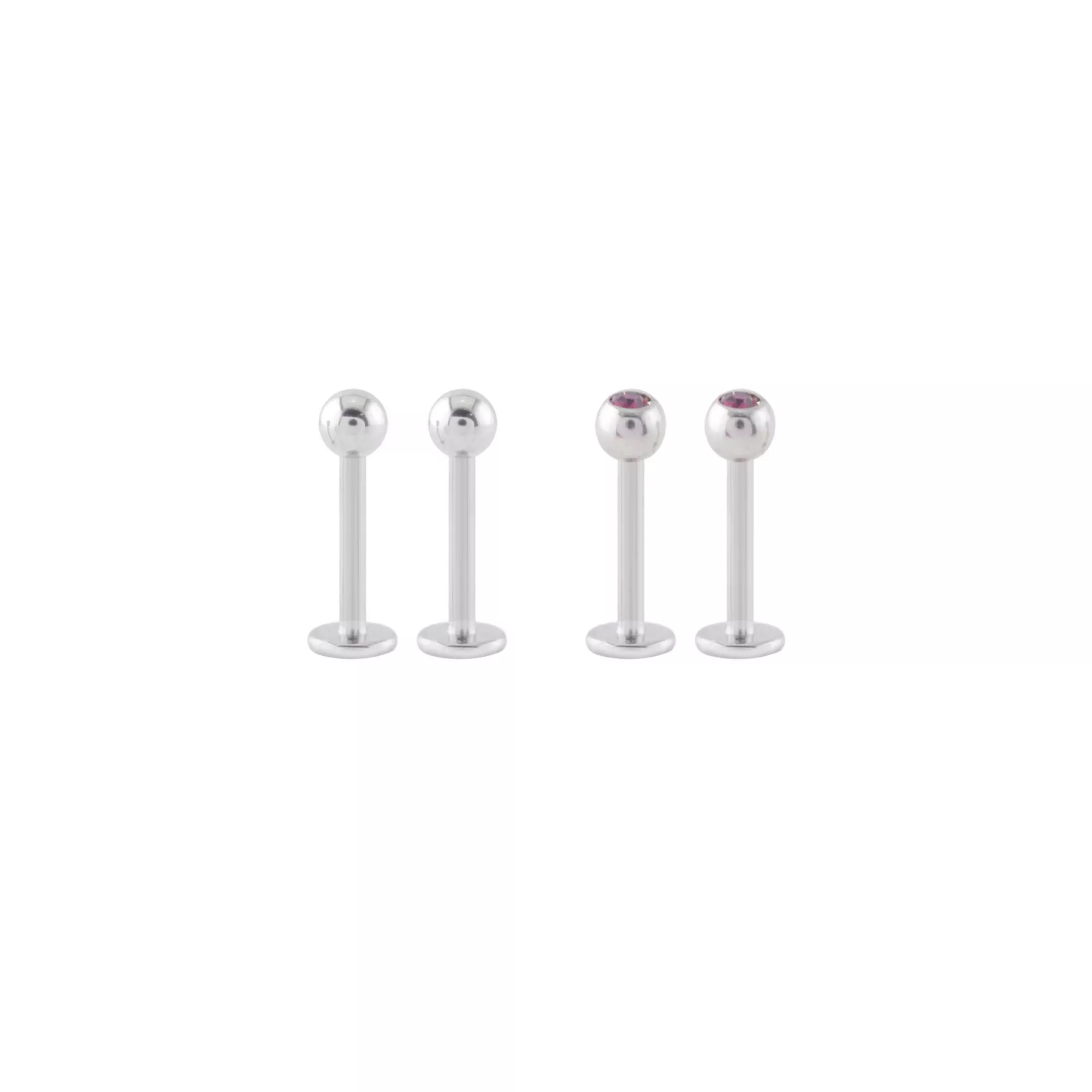 Multi-Pack Purple CZ Silver-Tone Titanium Labret Lip Rings 4 Pack - 16 Gauge at Spencer's