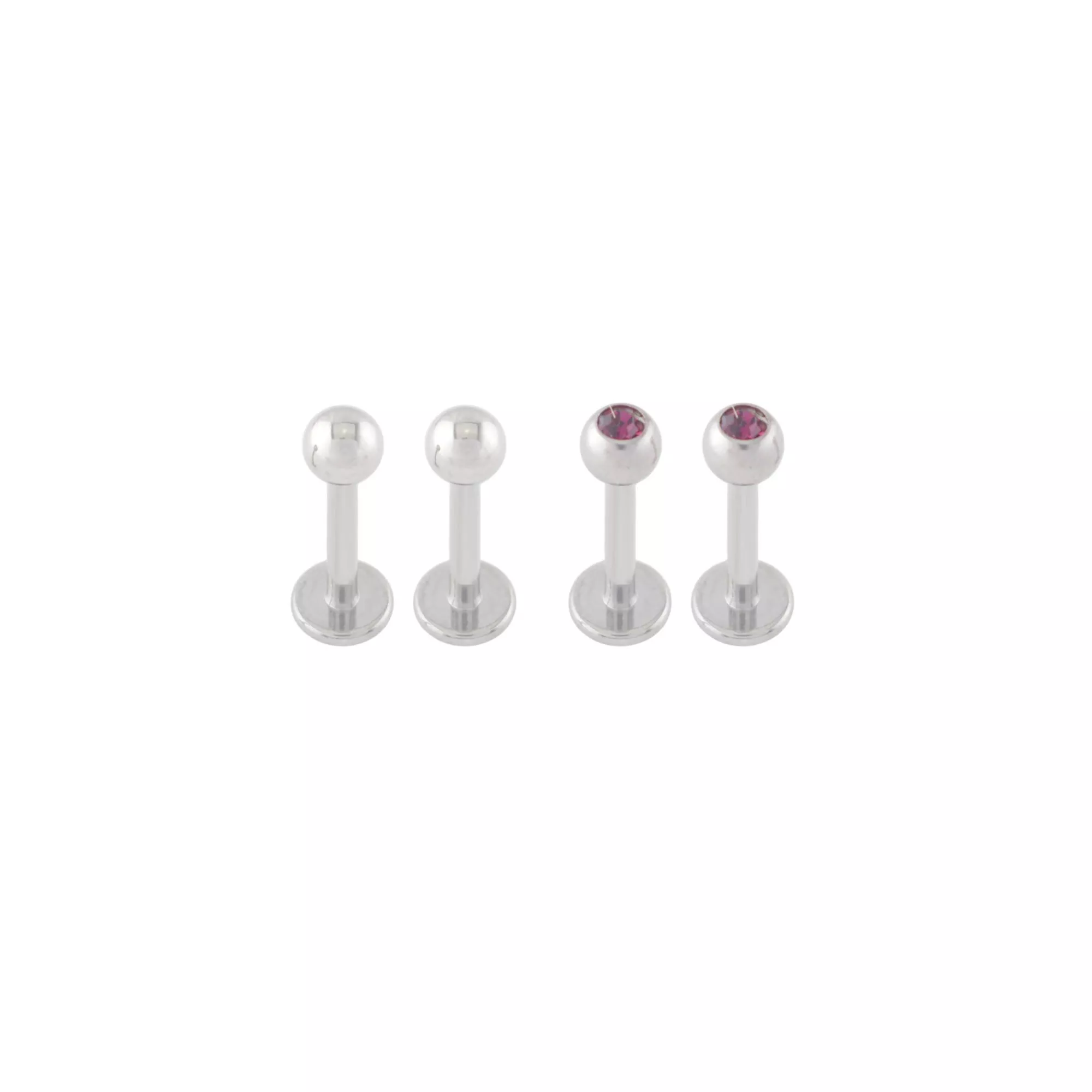 Multi-Pack Purple CZ Silver-Tone Titanium Labret Lip Rings 4 Pack - 16 Gauge at Spencer's