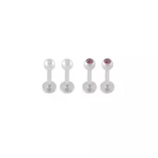 Multi-Pack Purple CZ Silver-Tone Titanium Labret Lip Rings 4 Pack - 16 Gauge at Spencer's