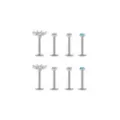 Multi-Pack Iridescent Blue CZ Petal Silver-Tone Titanium Labret Lip Rings 8 Pack - 16 Gauge at Spencer's