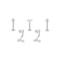 Multi-Pack CZ Star Labret and Lippy Loop Lip Rings 5 Pack - 16 Gauge at Spencer's