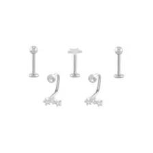 Multi-Pack CZ Star Labret and Lippy Loop Lip Rings 5 Pack - 16 Gauge at Spencer's