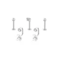 Multi-Pack CZ Moon Labret and Lippy Loop Lip Rings 5 Pack - 16 Gauge at Spencer's