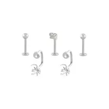 Multi-Pack CZ Moon Labret and Lippy Loop Lip Rings 5 Pack - 16 Gauge at Spencer's