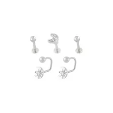 Multi-Pack CZ Moon Labret and Lippy Loop Lip Rings 5 Pack - 16 Gauge at Spencer's