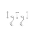 Multi-Pack CZ Star Moon Labret and Lippy Loop Lip Rings 5 Pack - 16 Gauge at Spencer's