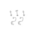 Multi-Pack CZ Star Moon Labret and Lippy Loop Lip Rings 5 Pack - 16 Gauge at Spencer's