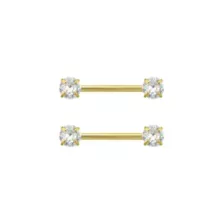 Clear CZ 14K Gold-Plated Nipple Barbells - 14 Gauge at Spencer's