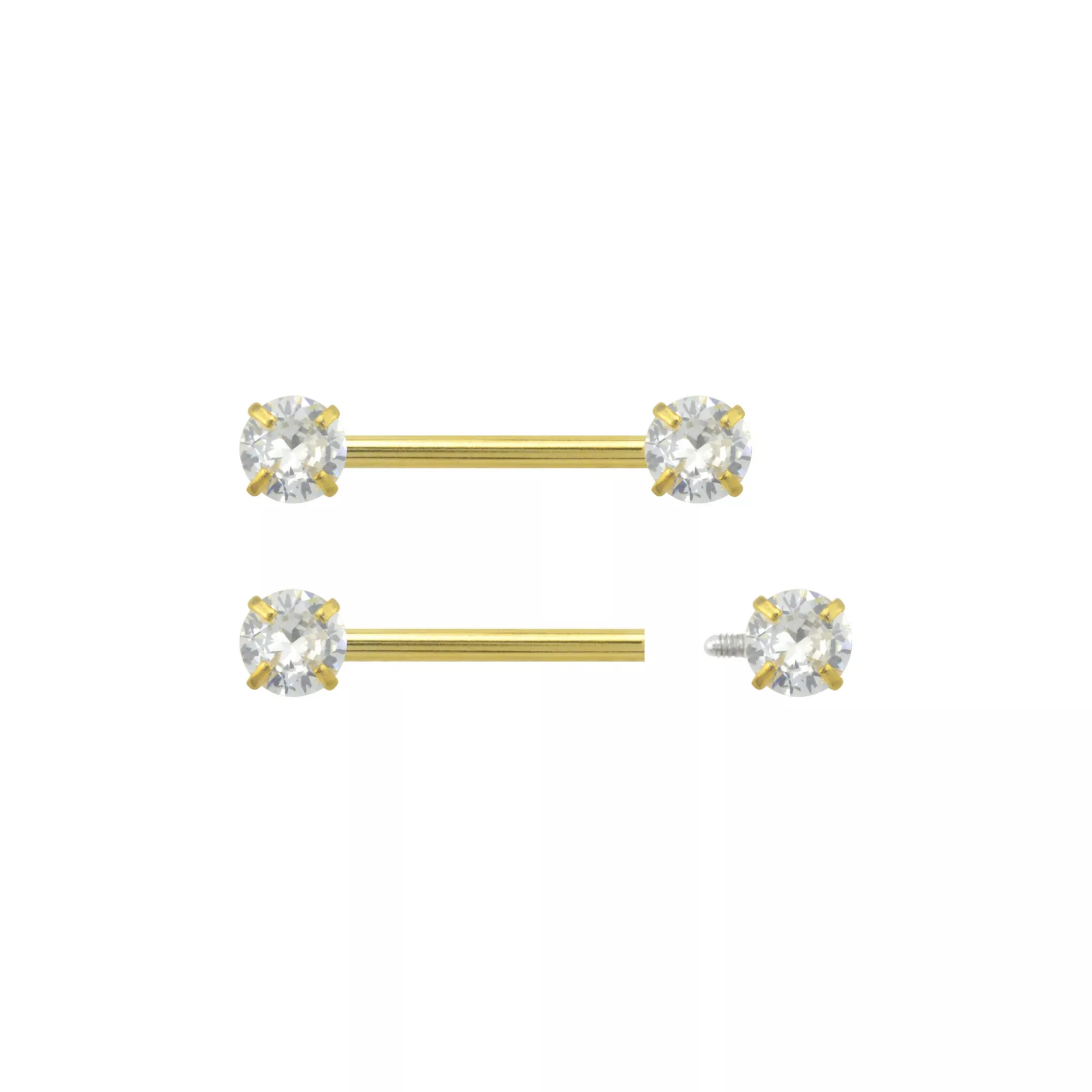 Clear CZ 14K Gold-Plated Nipple Barbells - 14 Gauge at Spencer's