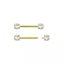 Clear CZ 14K Gold-Plated Nipple Barbells - 14 Gauge at Spencer's