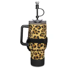 Cheetah Print Rhinestone Travel Tumbler with Pouch and Accessories - 40 oz. at Spencer's