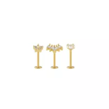 Multi-Pack CZ Shape Gold-Plated Labret Lip Rings - 3 Pack at Spencer's