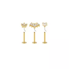 Multi-Pack CZ Shape Gold-Plated Labret Lip Rings - 3 Pack at Spencer's