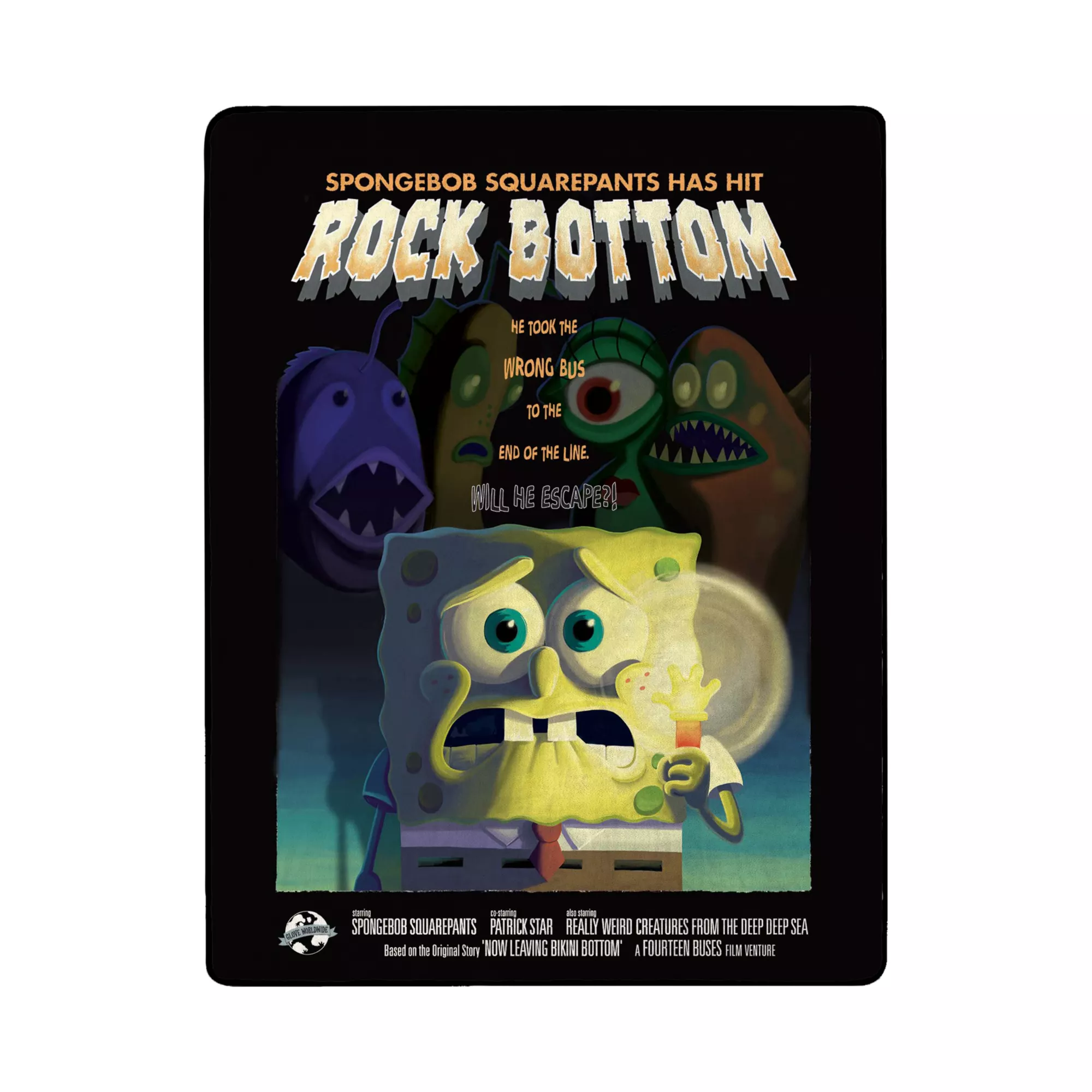 SpongeBob SquarePants Rock Bottom Poster Fleece Blanket at Spencer's