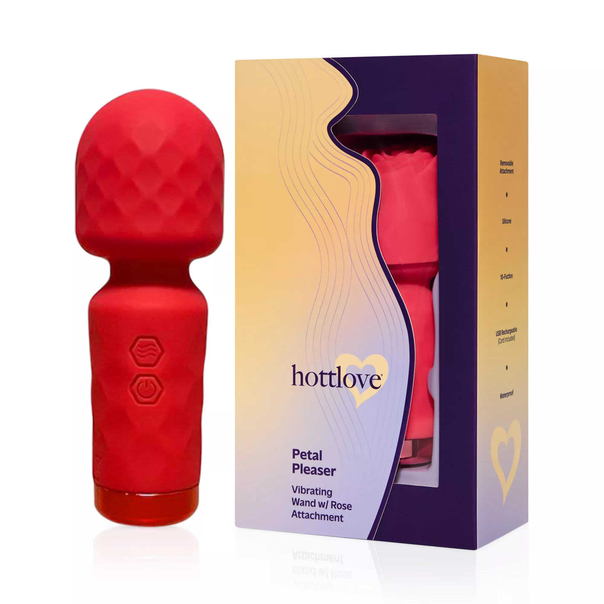 Hott Love Petal Pleaser Vibrating Wand with Rose Attachment at Spencer's