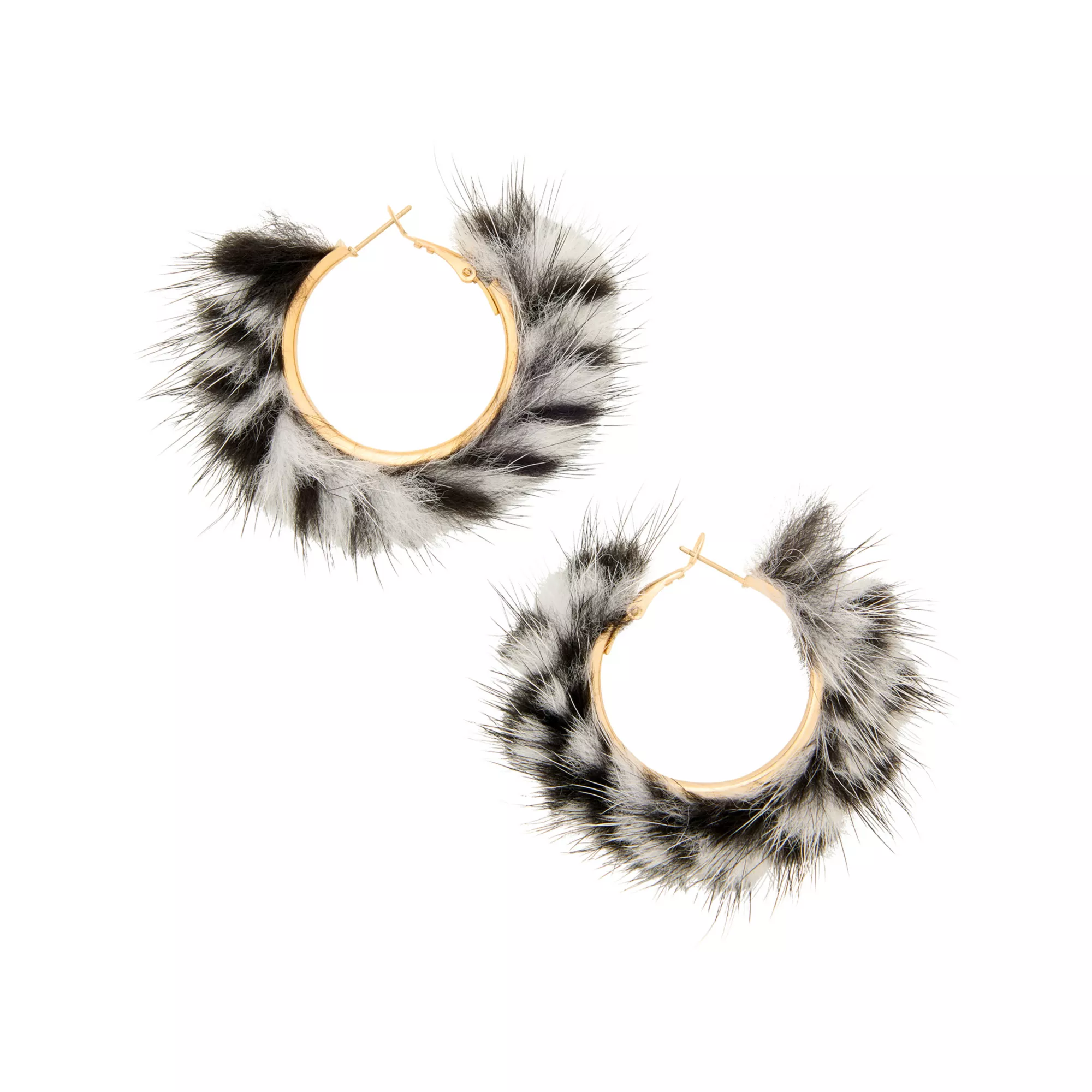 Faux Fur Hoop Earrings at Spencer's