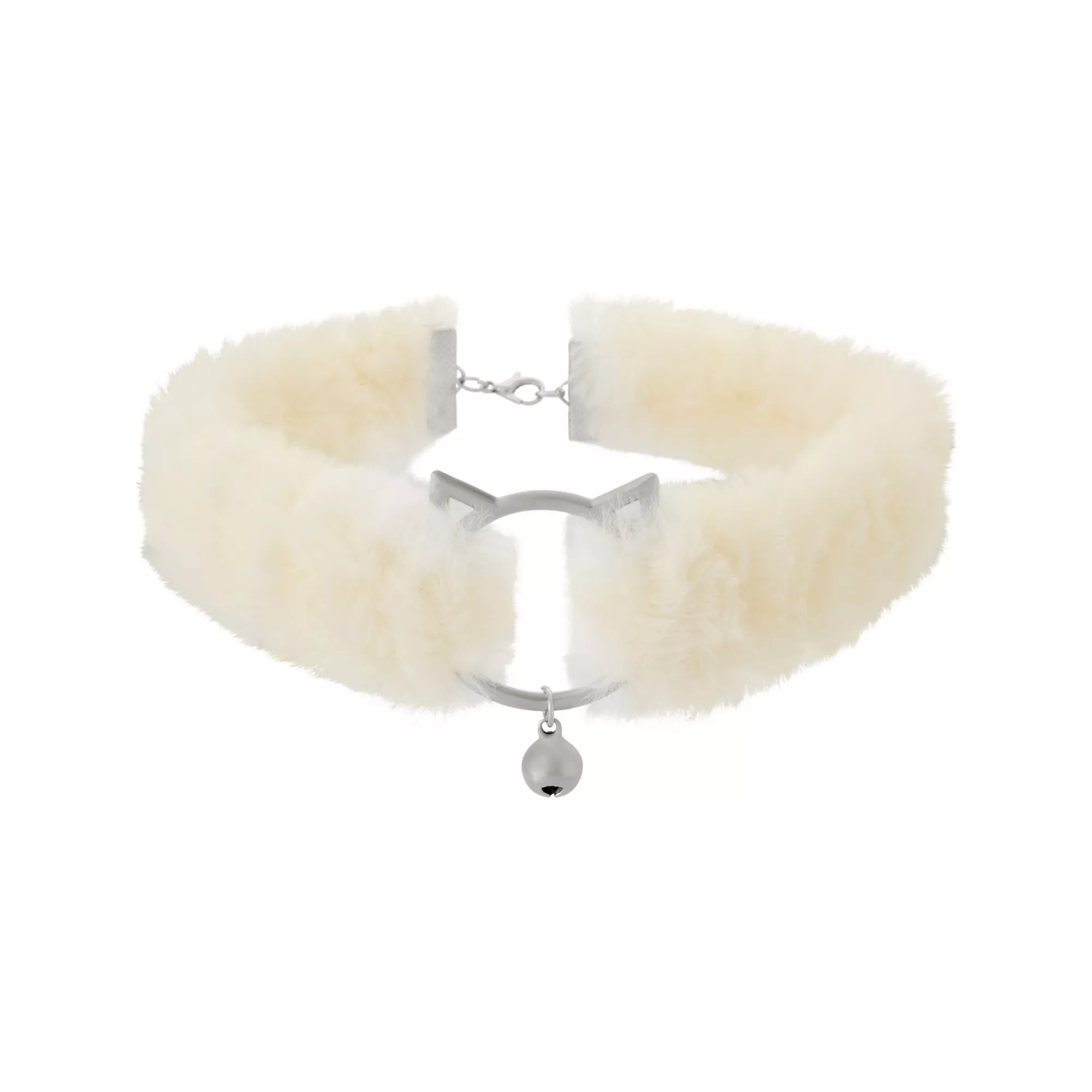 White Kitten Bell Furry Choker Necklace at Spencer's