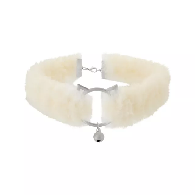 White Kitten Bell Furry Choker Necklace at Spencer's