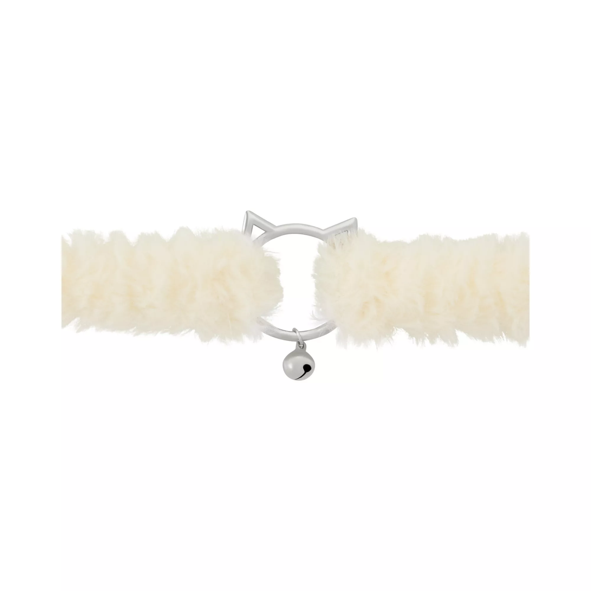 White Kitten Bell Furry Choker Necklace at Spencer's