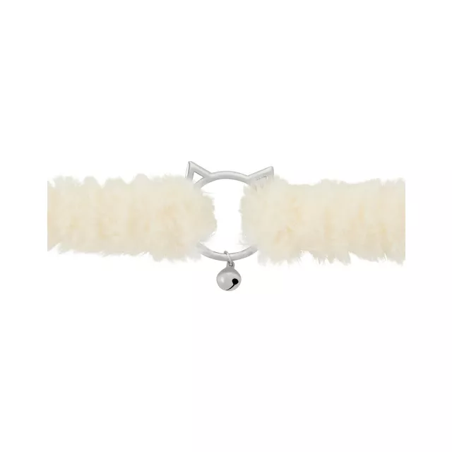 White Kitten Bell Furry Choker Necklace at Spencer's